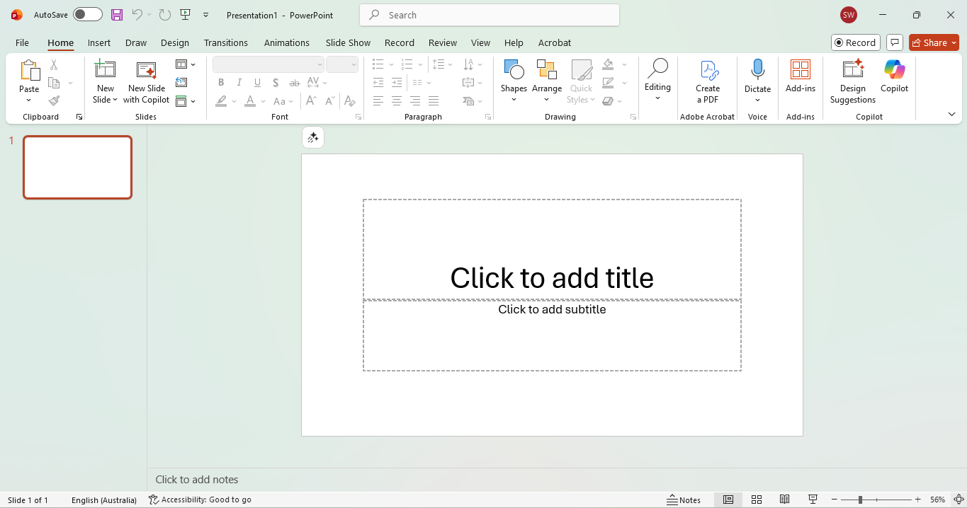PowerPoint interface